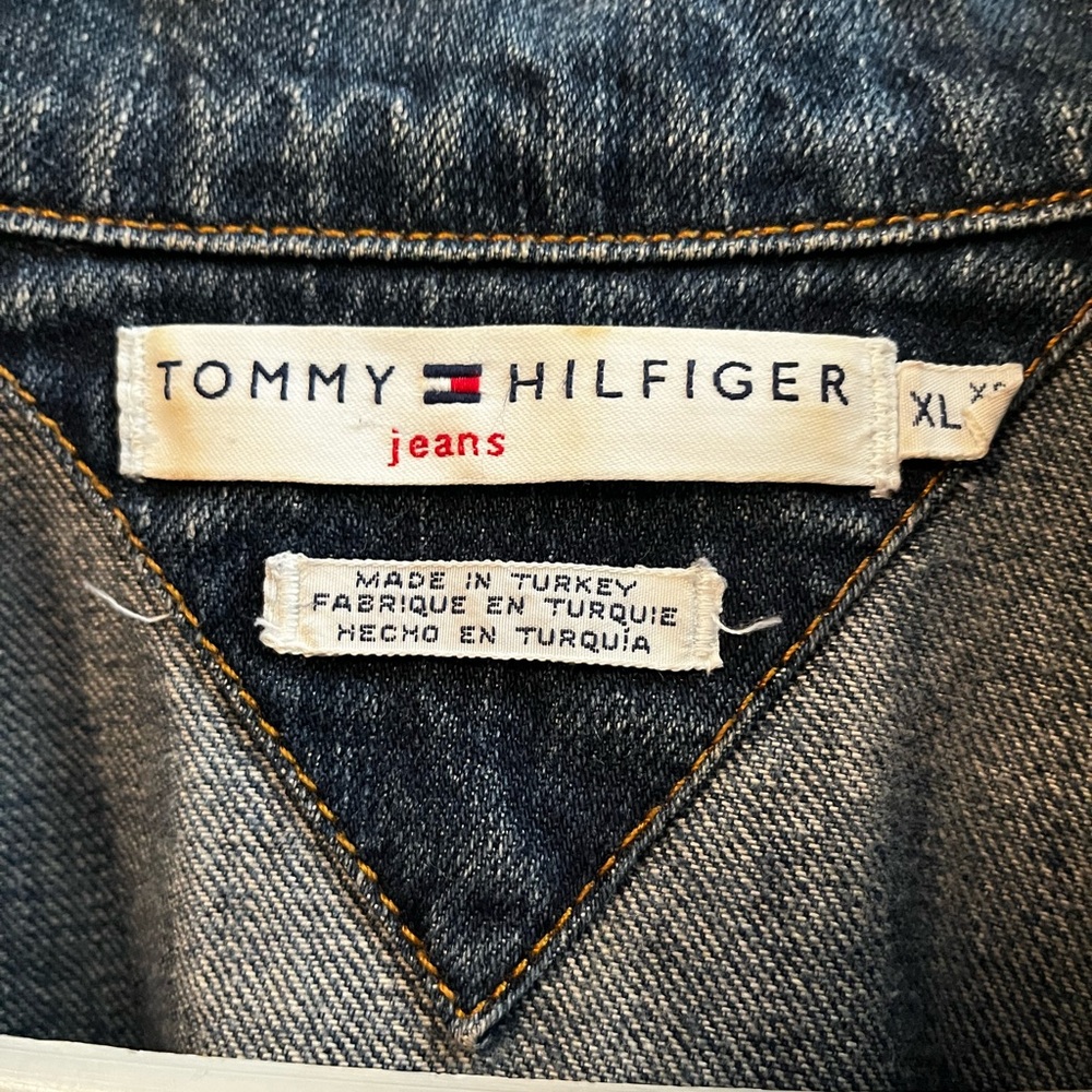 Vintage Tommy Hilfiger Blue Denim Button Up Jean Jacket Made in Turkey XL - Picture 2 of 7